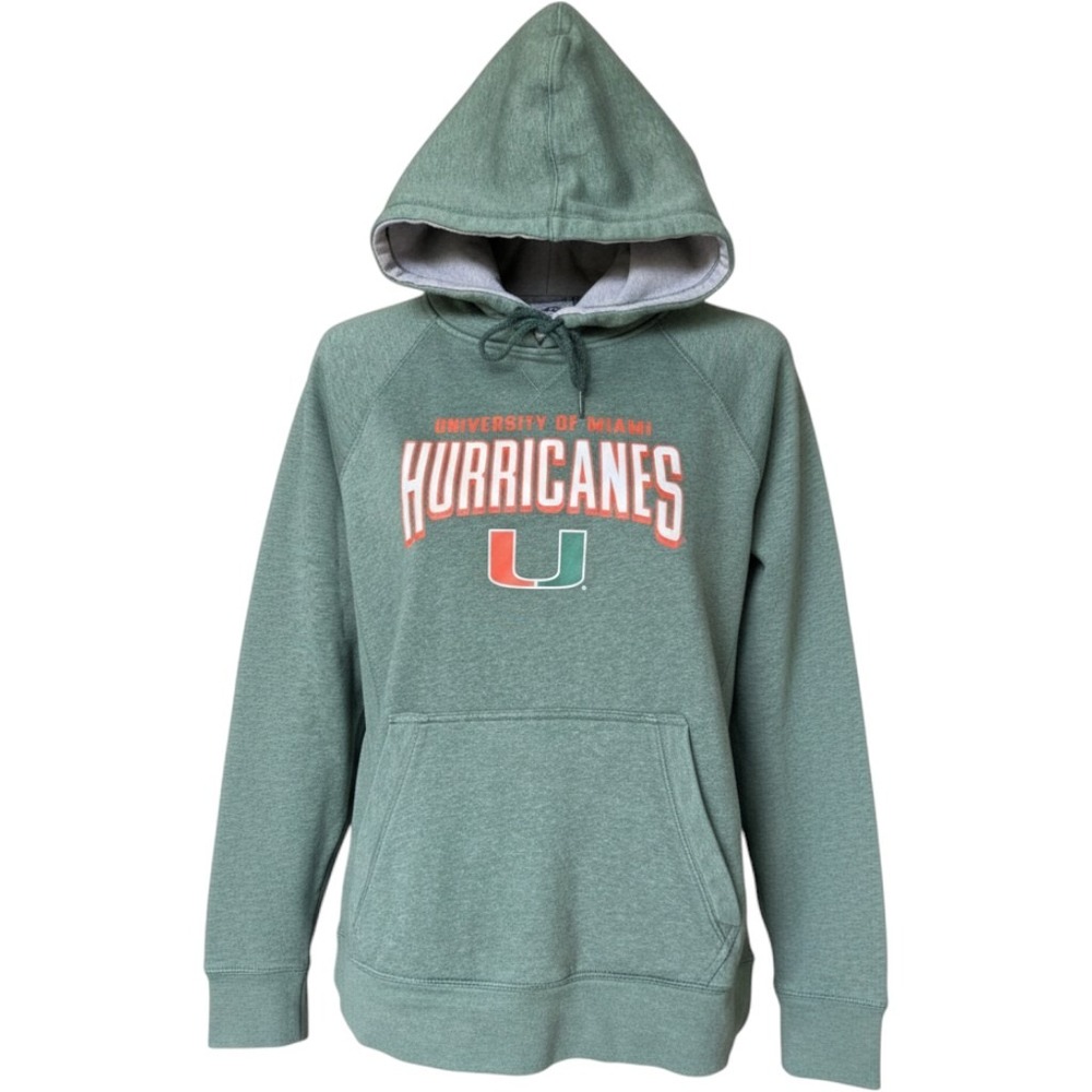 University Miami Hurricanes Hoodie Rivalry Threads Green Vintage Sweatshirt Med